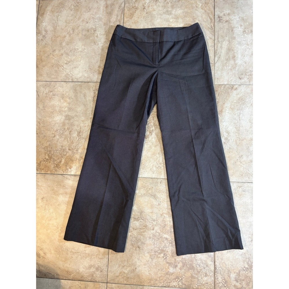 Ann Taylor Signature Wide Leg Trousers Charcoal Gray Dress Pants Sz 10 Pinstripe